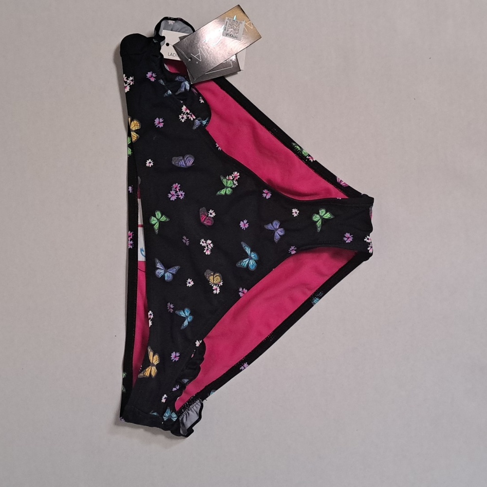 California Waves BLACK MULTI Butterfly Side-Tab Bikini Swim Bottom - Picture 5 of 10